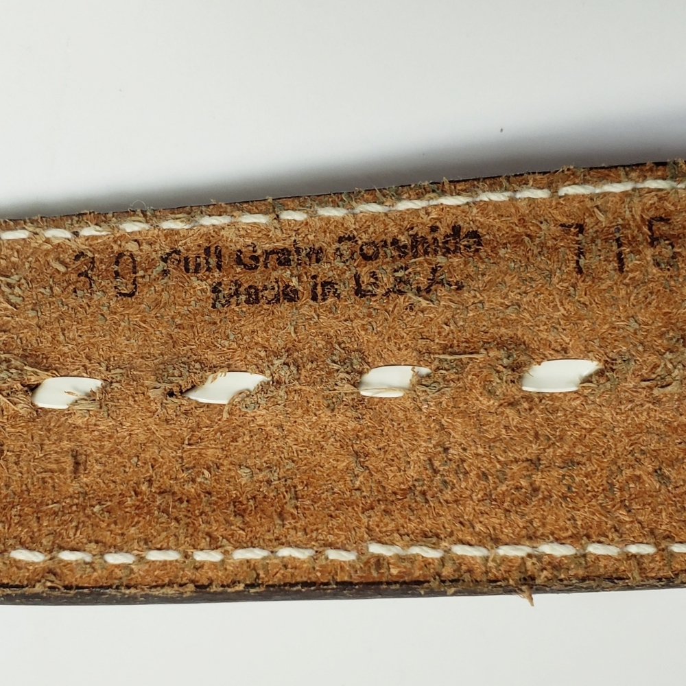 Vintage Tooled Leather Western Cowboy Belt - Picture 6 of 7